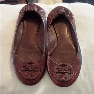 Tory Burch Women's Deep Red Leather Flats